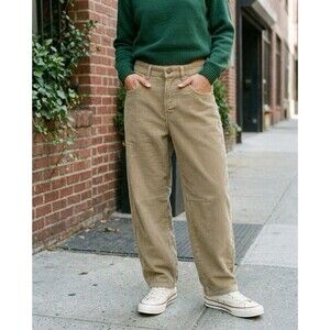 BDG Urban Outfitters Logan Corduroy Baggy Barrel Pants W26 L32 Buckle Back Khaki